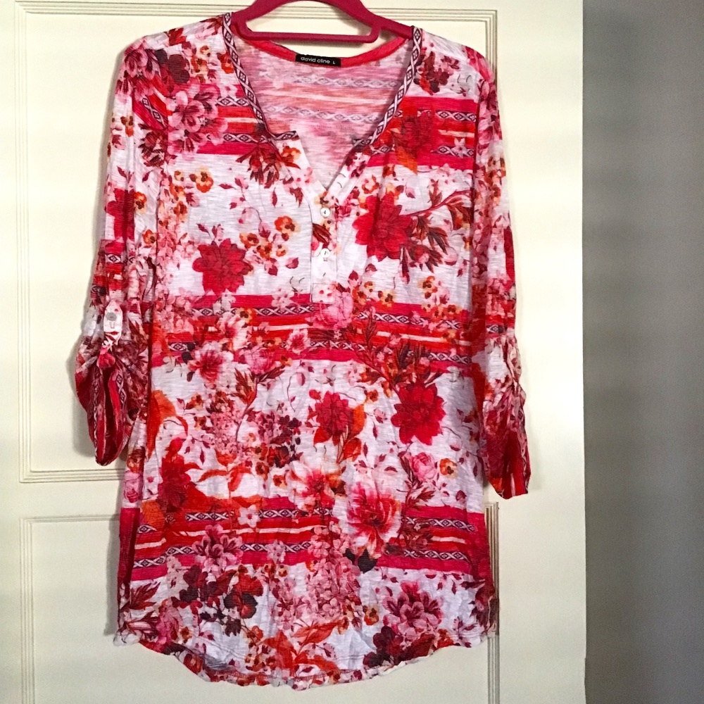 David Cline floral print v-neck tunic